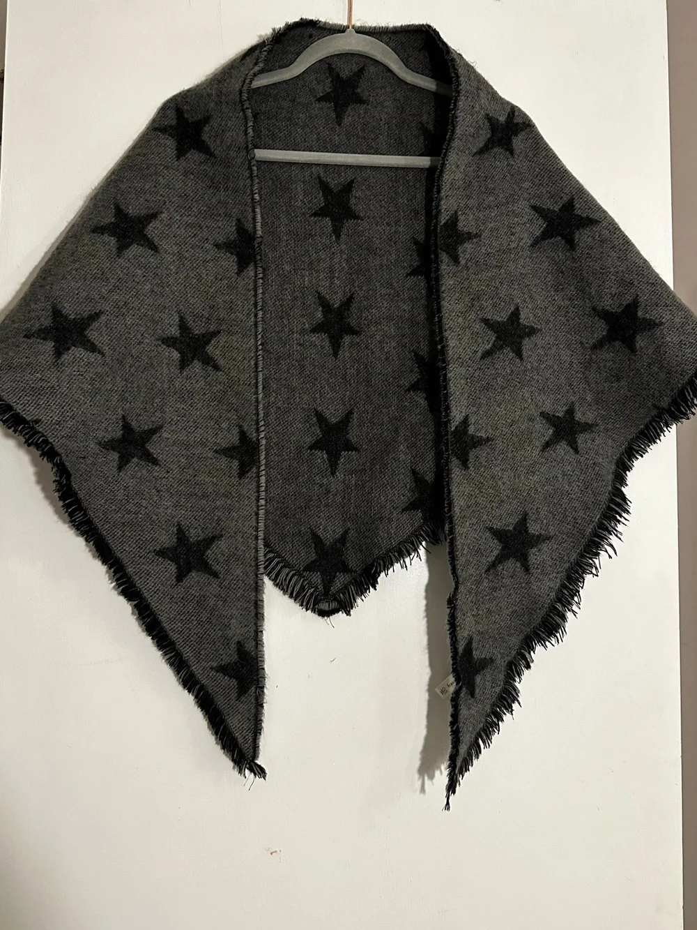 Francesca's Black & Gray Star Fringe Scarf Wrap